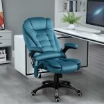 Cadeira de Escritório com 6 Pontos de Massagem Reclinável até 130° com Função de Aquecimento 68x72x110 - 120 cm Azul