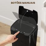 Balde de Lixo Automático 15L com Sensor Infravermelhos e Modo Manual Anel de Retenção Antimarcas 27,6x21,4x33,5 cm Preto