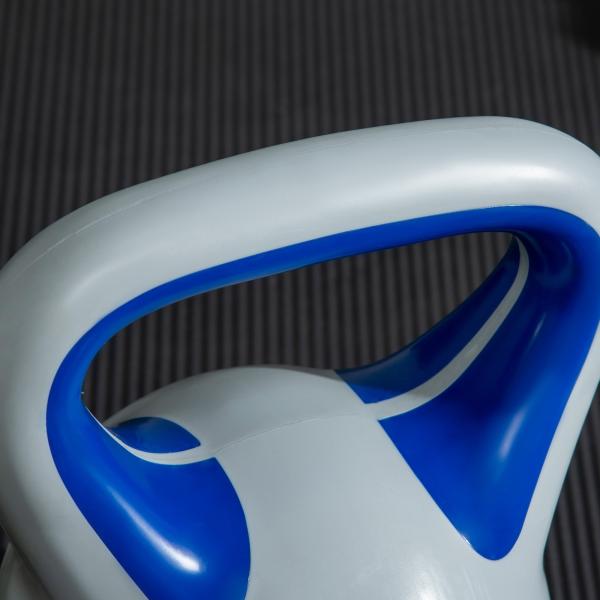 Kettlebell 12 kg Peso Russo com Revestimento de PU e Enchimento de Areia para Treinamento 24x17x28 cm Azul e Cinza