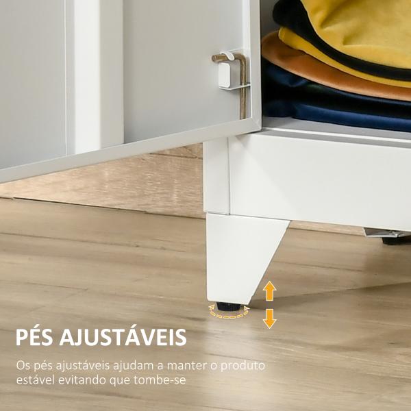 Armário de Metal de Armazenamento com Dupla Porta 2 Prateleiras com Altura Ajustável Armário para Escritório 75x33x110 cm Branco
