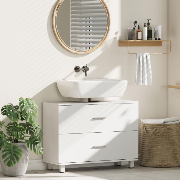 Móvel para Lavatório Pousar com 2 Gavetas para Lavatório sem Pedestal 80x30x60 cm Branco