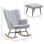 Poltrona Baloiço com Apoio para os Pés Poltrona Relax com Almofada Acolchoada e Anti - Tombo 64x89x90 cm Cinzento