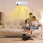 Aquecedor Cerâmico de Parede 1000W/2000W com Controle Remoto Tela LED Temporizador de 12h Termostato e Proteção contra Superaquecimento 56x18,5x11,7cm Branco