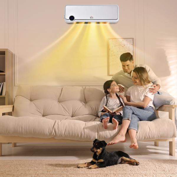Aquecedor Cerâmico de Parede 1000W/2000W com Controle Remoto Tela LED Temporizador de 12h Termostato e Proteção contra Superaquecimento 56x18,5x11,7cm Branco