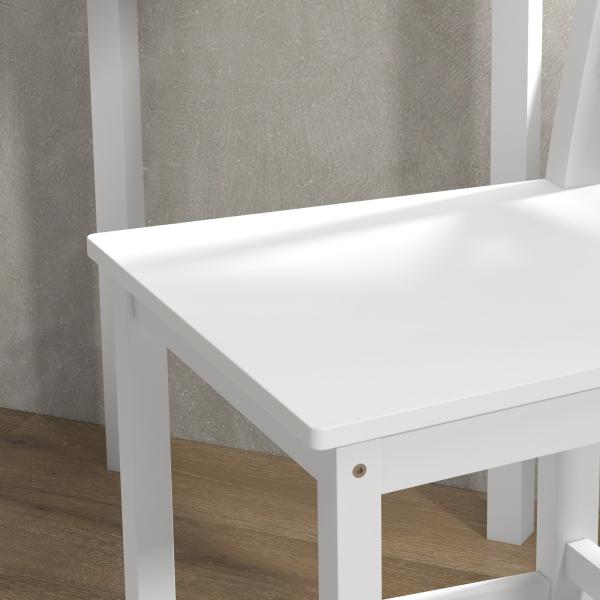 Conjunto de 2 Bancos Altos de Cozinha Bancos de Bar de Madeira com Apoio para os Pés e Encosto Cruzado Carga Máxima 120 kg Branco