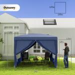 Tenda de Jardim com Paredes Laterais Amovíveis Janelas Porta com Zíper e Bolsa de Transporte 295x295x195 - 258 cm Azul