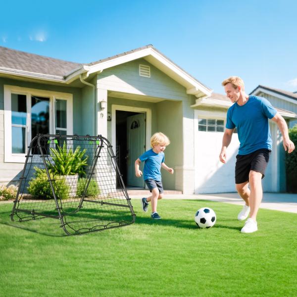 Rede de Rebote Dobrável para Treino Desportivo Ajustável em 5 Níveis de Ângulo com Tubo de Aço 100x95x90 cm Preto