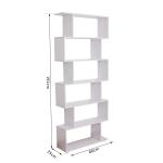 Estante Moderna com 6 prateleiras em forma de S Madeira 80 x 25 x 192 cm branco