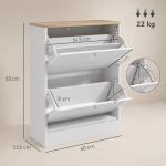 Sapateira Estreita com 2 Portas Sapateira para Entrada com Prateleiras Ajustáveis para 12 Pares de Sapatos 60x24x80 cm Branco