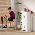 Armário de Cozinha Alto Móvel Auxiliar com 4 Portas e Prateleiras Ajustáveis 60x30x123 cm Branco
