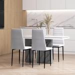 Conjunto de 4 Cadeiras de Sala de Jantar Estofadas em Linho e Pés de Metal Cadeiras Modernas para Cozinha Carga Máxima 120kg 41x50x97cm Branco