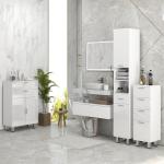 Móvel Auxiliar Casa de Banho Moderno Móvel de Armazenamento Casa de Banho com 4 Gavetas Anti - Tombo 30x30x93 cm Branco