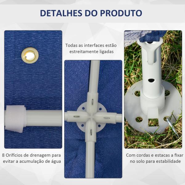 Tenda de Jardim 3x3m Tenda com 4 Partes Laterais Rede Mosquiteira com Zíper Proteção UV para Patio Azul