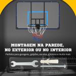 Tabela de Basquetbol de Parede Cesta de Basquetebol para Exterior 113x61x73 cm Azul e Preto