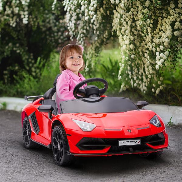 Carro Elétrico Lamborghini para Crianças 12V Velocidade 5km/h Controlo Remoto MP3 e Luzes 107,5x63x42 cm Vermelho