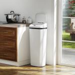 Balde de Lixo Automático 50L Estreito em Aço Inoxidável com Sensor Infravermelhos Modo Manual 33x25x84 cm Branco