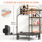 Trampolim Fitness Ø114 Trampolim Dobrável com Pega Ajustável em 4 Níveis Estrutura de Aço Preto e Laranja