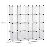 Armário Modular de Plástico Organizador de Sapatos com 16 Cubos de 30x30x30cm para Entrada Corredor 125x32x125 cm Transparente