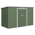 Abrigo de Jardim 280x130x172cm Abrigo de Exterior de Aço Galvanizado com Porta Corredeira e Ventilações Verde Claro