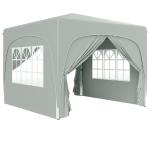 Tenda Dobrável 3x3 m com Painéis Laterais UPF50+ Tenda de Jardim com Altura Ajustável e Bolsa de Transporte Cinza Claro