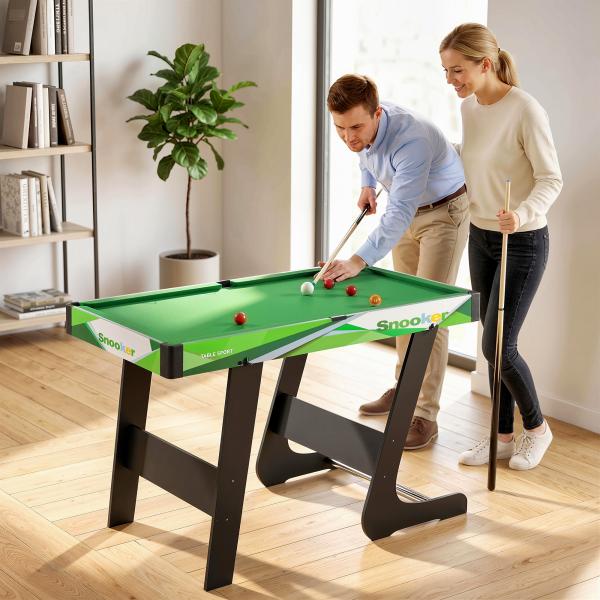 Mesa de Bilhar Dobrável com Acessórios Inclui 16 Bolas 2 Tacos Giz Triângulo e Escova 104x55,5x68 cm Verde