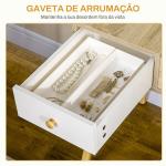 Toucador com Espelho Dobrável Mesa de Maquilhagem com Banco Compartimentos e Gavetas 100x45x118cm Madeira e Branco