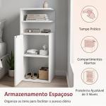 Conjunto de 2 Mesas de Cabeceira com Armário e Compartimentos Abertos, 25x30x60 cm, Branco