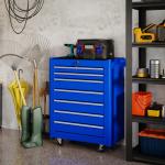 Carrinho de Ferramentas com 7 Gavetas Carrinho de Oficina com Fechadura Pega 2 Rodas com Travão 69x33x75 cm Azul