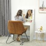 Poltrona Sala de Estar Moderna Poltrona de Leitura com Assento Largo e Acolchoado Estofada em Veludo Pés de Metal 70x67,5x87 cm Marrom
