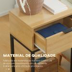 Mesa Consola com Gaveta Consola Moderna Mesa de Entrada com Pés de Aço 40x30x76 cm Madeira e Preto