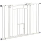 Barreira de Segurança para Cães 74 - 100 cm com Extensão Montagem a Pressão e Duplo Bloqueio para Porta Escada Branco
