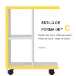 Mesa Auxiliar Moderna Mesa Auxiliar em Forma de C com Rodas e Prateleiras Abertas 45x35x58 cm Branca
