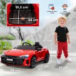 Carro Elétrico AUDI RS E - Tron GT 12V com 2 Motores Controlo Remoto Faróis LED Buzina Música USB 3 - 5km/h 103x58x41 cm Vermelho