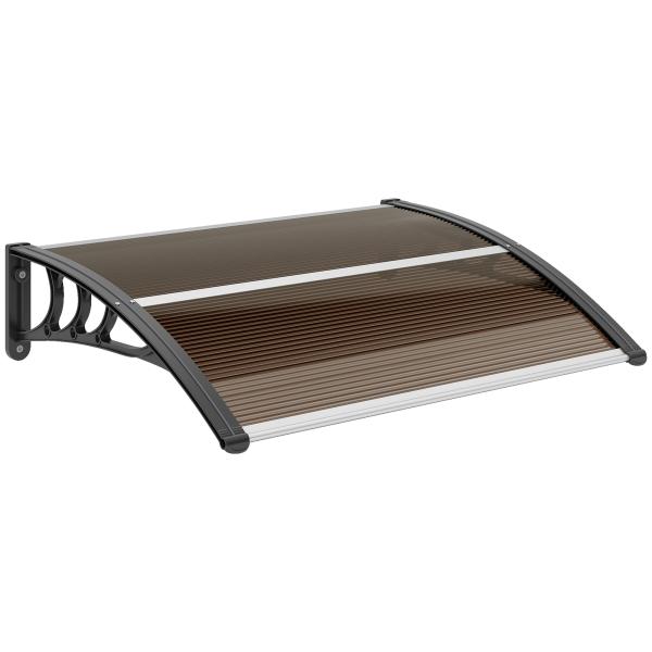 Marquise de Proteção 75x100 cm para Portas e Janelas contra Sol e Chuva com Suporte de Liga de Alumínio Marrom e Preto