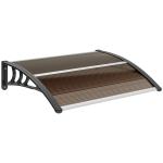 Marquise de Proteção 75x100 cm para Portas e Janelas contra Sol e Chuva com Suporte de Liga de Alumínio Marrom e Preto