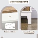 Aparador Sala de Estar com 2 Portas Gaveta e Prateleira Ajustável para Sala de Jantar Cozinha Dormitório 76,6x35x81,5 cm Branco e Madeira Envelhecida