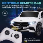 Carro Elétrico para Crianças Mercedes - Benz EQA 12V com Música Buzina Velocidade 3 - 8 km/h 111,5x69x52,5 cm Branco