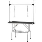 Mesa de Tosquia para Cães Dobrável com Prateleira de Armazenamento e Altura Ajustável 20 - 80 cm 107x60x170 cm Preto