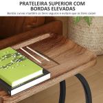 Mesa Auxiliar em Forma de C com Rodas para Sofá com Prateleiras Estrutura de Aço 52x34x60 cm Madeira e Preto