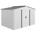 Abrigo de Jardim Exterior para Armazenamento de Ferramentas com 4 Janelas 277x195x192 cm Branco e Cinza Escuro