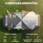 Tenda de Campismo Familiar para 5 - 6 Pessoas Dobrável com 2 Quartos e Bolsa de Transporte Impermeável 450x215x180 cm Cinza