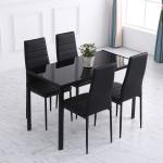 Mesa Sala de Jantar de Cristal Mesa Retangular para 4 - 6 pessoas com Pés de Metal Multifuncional 120x60x75 cm Preto