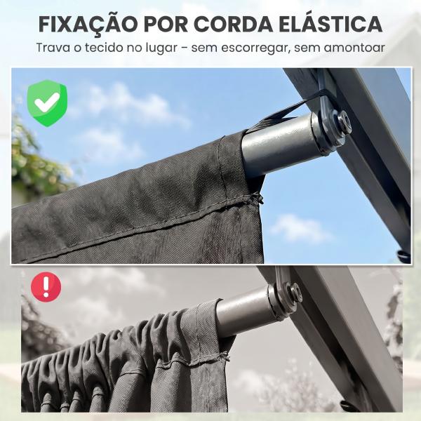 Cobertura para Pérgola 2,5x2,55 m Teto de Substituição Retrátil para Pérgola com 10 Orifícios de Drenagem Cinza Escuro