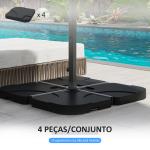 Base para Chapéu de Sol de 4 Peças Suporte para Chapéu de Sol para Jardim Pátio Exterior 50x50x7,5cm Preto