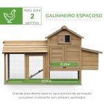 Galinheiro de Madeira de Abeto para Exterior Gaiola para 2 - 3 Galinhas com Cercado de Arame Teto Abatível Caixa Ninho Bandeja Removível e Rampa 150,5x54x87 cm Natural