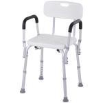 Cadeira para Duche Antiderrapante com Altura Ajustável em 6 Níveis Apoio para os Braços e Encosto 51,5x51,5x71 - 84 cm Branco