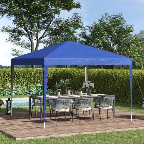 Tenda Dobrável 295x295x255 cm com Bolsa de Transporte Altura Ajustável Anti - UV para Terraço Pátio Azul
