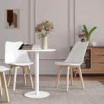 Mesa de Refeição Redonda para 2 Pessoas Mesa de Cozinha de Aço para Interior e Exterior Ø60x72 cm Branco