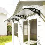 Marquise de Proteção 303x96 cm Marquise Exterior para Portas e Janelas com Suporte Liga de Alumínio Policarbonato Transparente
