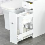 Armário Auxiliar de Casa de Banho Estreito com 2 Gavetas e Compartimento Superior com Tampa 17x48x58cm Branco